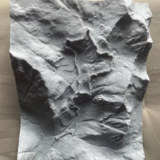 Close-up view of textured topographic 3D model, a personalized gift for outdoor enthusiasts