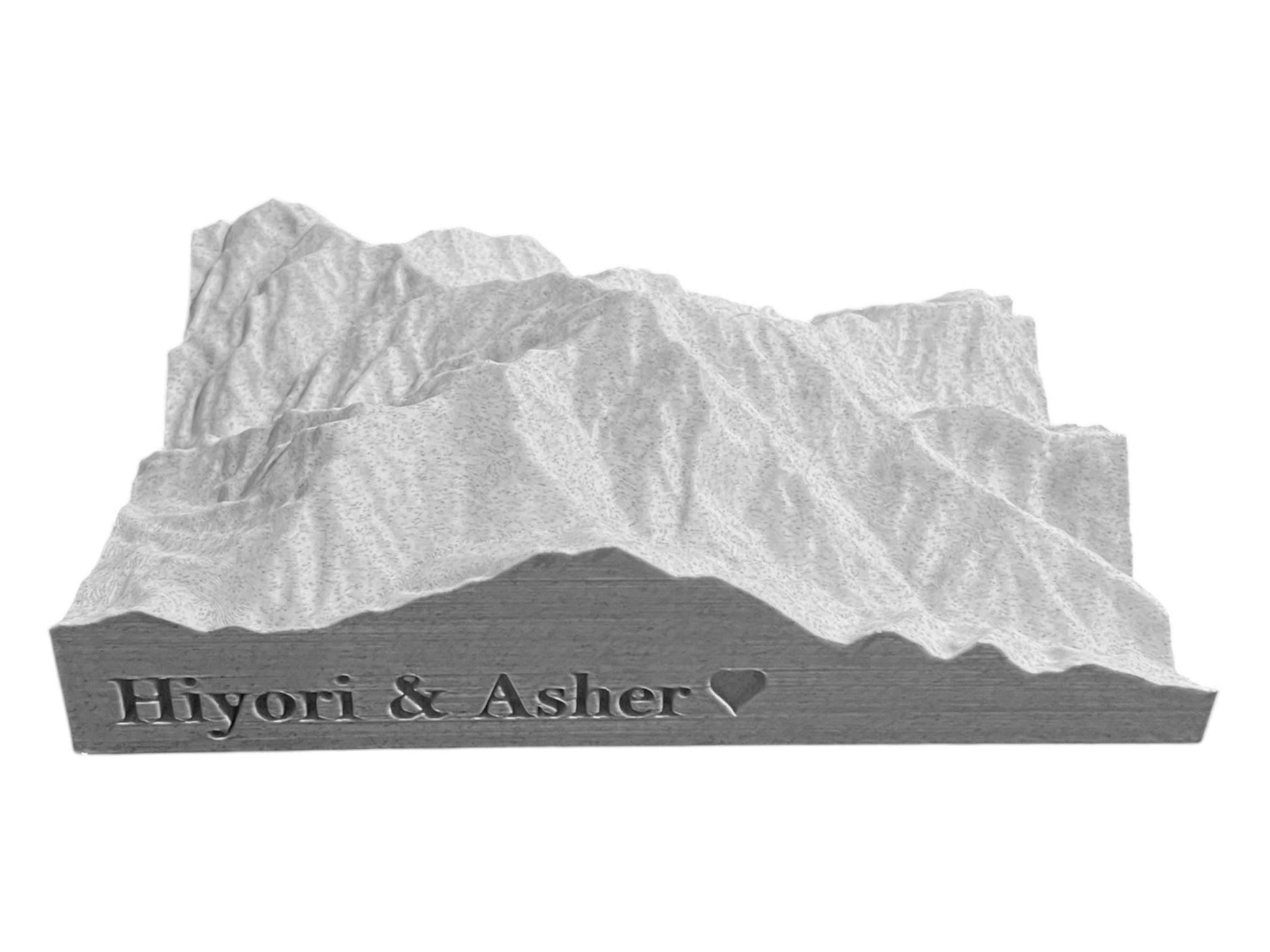 3D printed topographic map of Custom 3D Topographic Map – Engagement Location Gift by Terrastrata