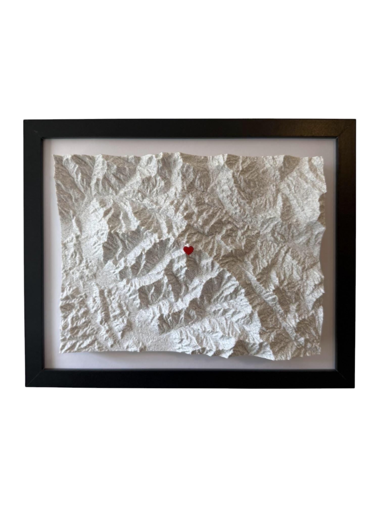 3D printed topographic map of Custom 3D Topographic Map – Engagement Location Gift by Terrastrata