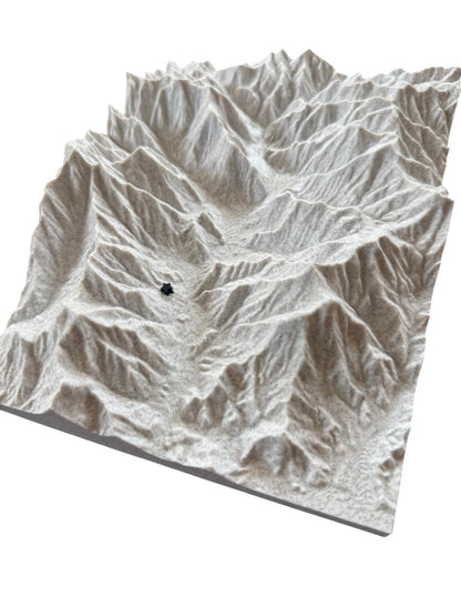3D printed topographic map of Custom 3D Topographic Map – Marble White by Terrastrata