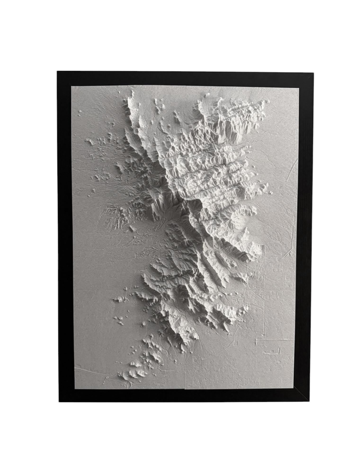 3D printed topographic map of Custom 3D Topographic Map – Marble White by Terrastrata