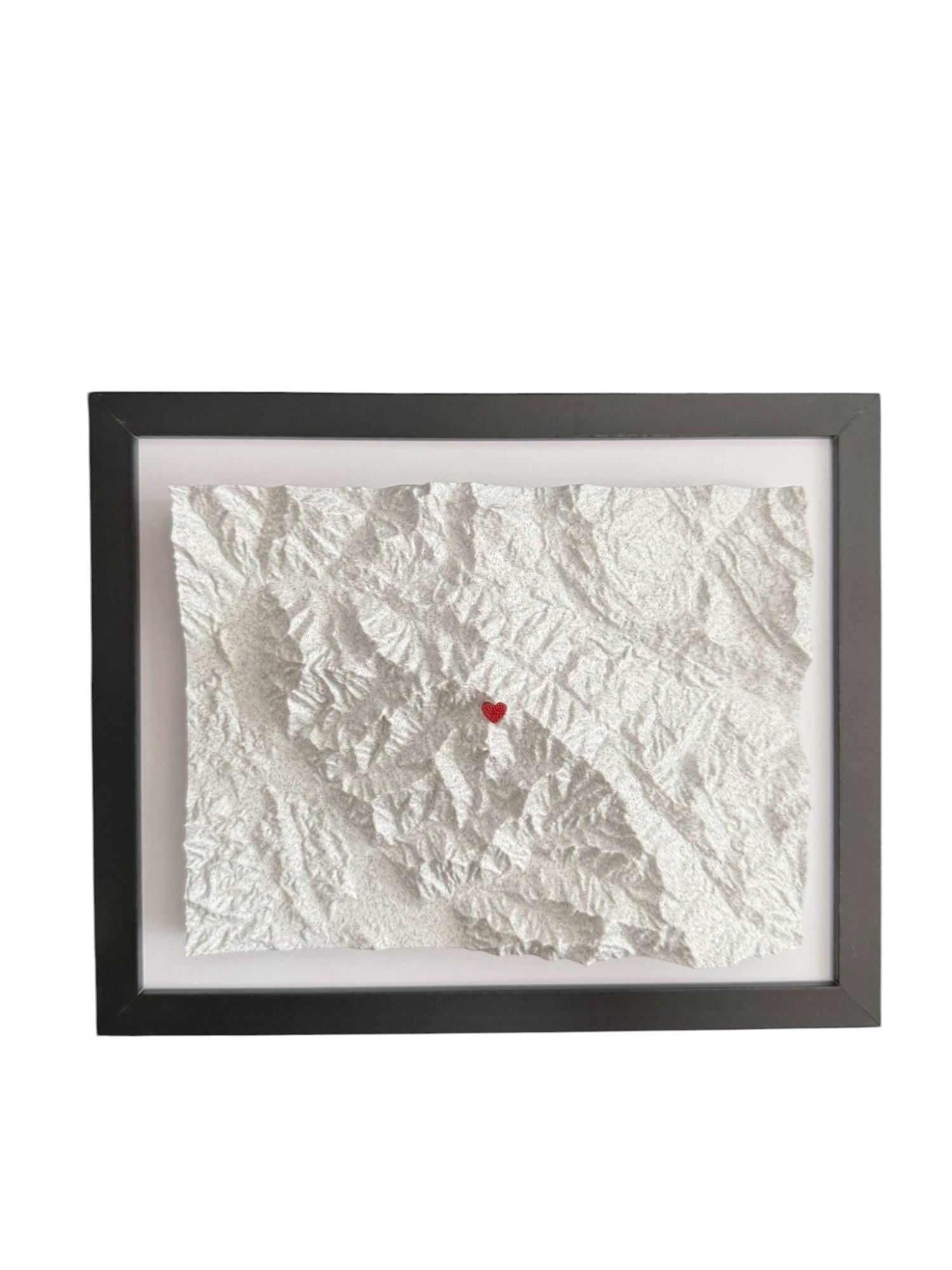 3D printed topographic map of Custom 3D Topographic Map – Marble White by Terrastrata
