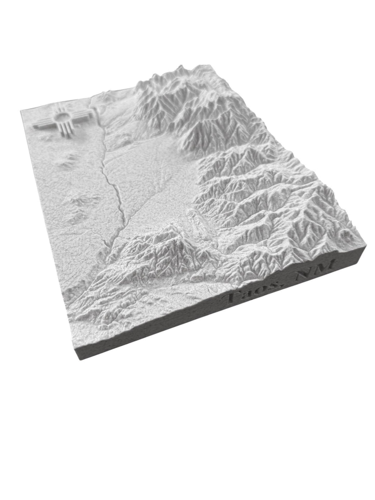 3D printed topographic map of Taos, New Mexico by Terrastrata