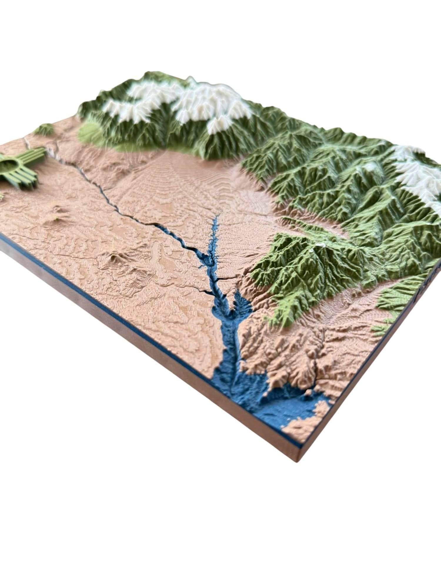 3D printed topographic map of Taos, New Mexico (Multicolor) by Terrastrata