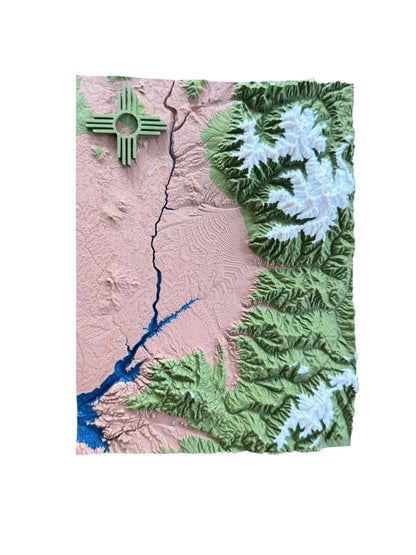 3D printed topographic map of Taos, New Mexico (Multicolor) by Terrastrata