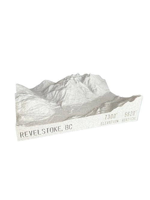 White Revelstoke terrain model showing mountain ridges and valleys